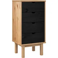 vidaXL Ladekast met lade OTTA Zwart 45 x 39 x 90 cm Massief grenenhout
