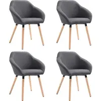 vidaXL Eetkamerstoelen 4 st stof donkergrijs