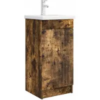 vidaXL Badkamerkast met wastafel, gerookt eikenhout