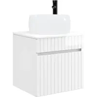 vidaXL Wandgemonteerde wastafelmeubel Hoogglans Wit 49 x 44,5 x 66 cm
