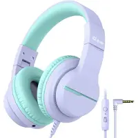 IClever Over-ear hoofdtelefoon voor kinderen, met kabel, 85dBA. Veilige volume-instelling, stereo geluid. Over-ear hoofdtelefoon met Hi-Fi geluid, 3,5mm kabel, opvouwbaar