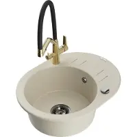 Mexen Kevin granieten spoelbak 1-kamer met keukenmengkraan Duo, beige - 6517-69-671701-57-B