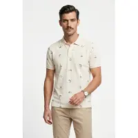 Gant Beige polo 2 knoops normale fit geprint