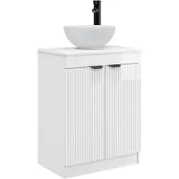 vidaXL Badkamer Vanity met Wastafel Hoogglans Wit 54 x 35 x 83 cm
