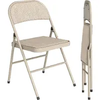 HOMCOM Opvouwbare stoel-Polyester, staal-46L x 45B x 78H cm-Beige