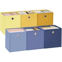 Songmics - Opbergbox - Opbergdoos - Set van 6 - Vouwbare Stoffen Boxen - Slaapkamer en Woonkamer