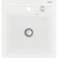 Mexen Vito granieten gootsteen 1-komors 520 x 490 , wit, sifon chroom - 6503521000-20