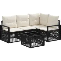 vidaXL Tuinbank Set 5 st Zwart poly rattan