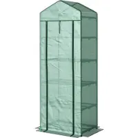 Outsunny kas met rolluikdeur, planken, winterbestendig, foliekas van staal