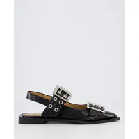 Ganni Dames chunky buckle ballerina