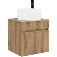 vidaXL Wandgemonteerde wastafelmeubel Artisanaal eiken