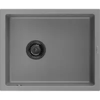 Mexen Pedro granieten spoelbak 1-kompartement 560 x 460 , grijs, zwarte sifon - 6508561000-71-B