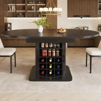 STILVORA Eettafel - Uitschuifbaar Met Opbergruimte - Voor Keuken En Eethoek - MDF En Metaal - 118-158x118x76 Cm - Zwart