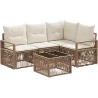 vidaXL Tuinbank Set 5 st Beige poly rattan