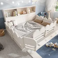 STILVORA Kinderbed 140x190 cm – Vloerbed Met Veiligheidshekje En Deur – Met Lattenbodem En Opbergvak – Voor Kinderkamer – Hout – Wit – Zonder Matras