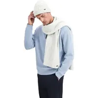No-excess Beenie + scarf rib knit set grey melange