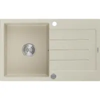 Mexen Bruno granieten gootsteen 1-kompat met afdruipgedeelte 795 x 495 , beige, chroom sifon - 6513791010-69