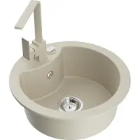 Mexen Diego granieten spoelbak met 1 kom met keukenmengkraan Rita, beige - 6512-69-670300-69