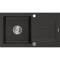 Mexen Pablo granieten spoelbak met 1 bak en afdruiprek 752 x 436 , zwart/goud metallic, chromen sifon - 6510751010-75