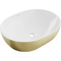 Mexen Viki opzetwastafel 48 x 35 cm, wit/goud lijn patroon - 21054817