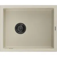Mexen Pedro granieten spoelbak 1-komor 560 x 460 , beige, zwarte sifon - 6508561000-69-B