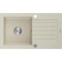 Mexen Pablo granieten spoelbak 1-kompartment met afdruiprek 752 x 436 , beige, sifon chroom - 6510751010-69