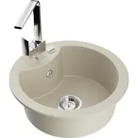 Mexen Diego granieten spoelbak met 1 kamer en keukenmengkraan Rita, beige - 6512-69-670300-00
