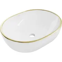 Mexen Viki opzetwastafel 48 x 35 cm, wit/gouden rand - 21054805