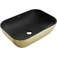 Mexen Rita opzetwastafel 45 x 32 cm, zwart mat/gouden lijn patroon - 21084577