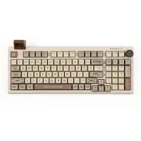 EPOMAKER RT100 - Retro White - Mechanisch Draadloos Toetsenbord - 95% - QWERTY - Retro Mechanical Keyboard met Draaiknop en Mini Scherm - Flamingo Switch