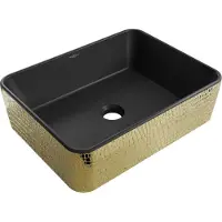 Mexen Catia opbouwwastafel 48 x 37 cm, zwart mat/gouden schubbenpatroon - 21314878