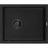 Mexen Pedro granieten spoelbak 1-komers 560 x 460 , zwart, zwarte sifon - 6508561000-77-B