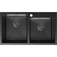 Mexen Xorin stalen spoelbak 2-vaks 780 x 450 , zwart - 6441782000-70