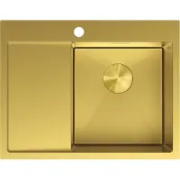 Mexen Exar stalen spoelbak 1-kompartment met afdruipgedeelte, rechts 620 x 480 , goud - 6432621005P-55