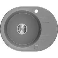 Mexen Kevin granieten spoelbak 1-komerig met afdruiprek 586 x 458 , grijs, chromen sifon - 6517581005-71