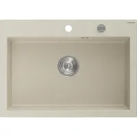 Mexen Elix granieten gootsteen 1-kamerig 700 x 500 , beige, chromen sifon - 6526701005-69
