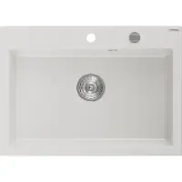 Mexen Elix granieten spoelbak 1-komers 700 x 500 , wit, chrom sifon - 6526701005-20