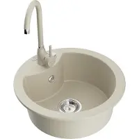 Mexen Diego granieten spoelbak 1-kamer met keukenkraan Telma, beige - 6512-69-670200-69