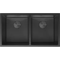 Mexen Binox stalen spoelbak 2-kamer 800 x 450 , zwart HC - 6421802000-70HC