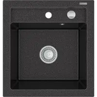 Mexen Vito granieten spoelbak 1-komoers 520 x 490 , zwart gespikkeld, sifon chroom - 6503521000-76