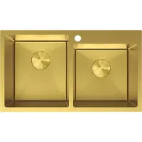 Mexen Xorin stalen gootsteen met 2 koen 780 x 450 , goud - 6441782000-55