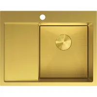 Mexen Exar stalen spoelbak 1-komerig met afdruiprek, rechts 620 x 480 , gouden HC - 6432621005P-55HC