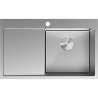 Mexen Exar roestvrijstalen gootsteen met 1 kom en afdruiprek, rechts 780 x 480 , inox - 6434781010P-01