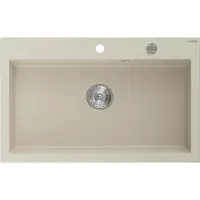Mexen Elix granieten spoelbak 1-komor 800 x 500 , beige, sifon chroom - 6527801005-69
