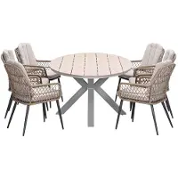 Garden Impressions Kalibo tuinset 7-delig - Tulli tuintafel 220x115 cm - light teak vironwood
