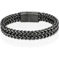LGT JWLS Heren Armband - Dubbele Curb Chain van Retro Zilver Edelstaal-21cm