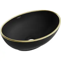 Mexen Elza opzetwastafel 40 x 33 cm, zwart mat/goud rand - 21014025