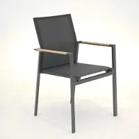 Vita Stapelstoel Delia Zwart teak arm
