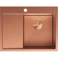 Mexen Exar stalen gootsteen 1-bak met afdruiprek, rechts 620 x 480 , koper HC - 6432621005P-65HC