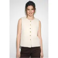 Bianco Pluchen Gilet met Knopen Sluiting
